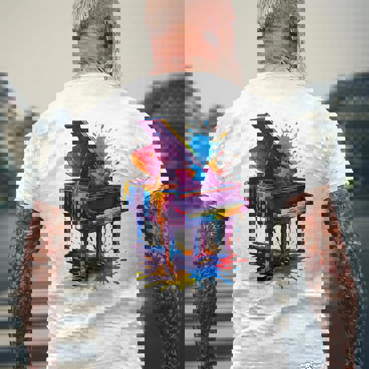 ピアノ ティー 楽器 ピアノ 長袖tシャツ メンズTシャツ バックプリント 高齢者への贈り物