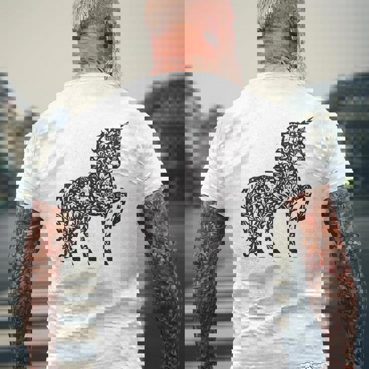 ファンタジーレインボーユニコーンホースファンunicornloverユニコーン メンズTシャツ バックプリント 高齢者への贈り物