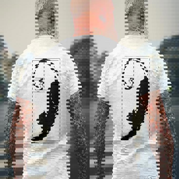 フィボナッチキャット 黄金比プリント メンズTシャツ バックプリント 高齢者への贈り物