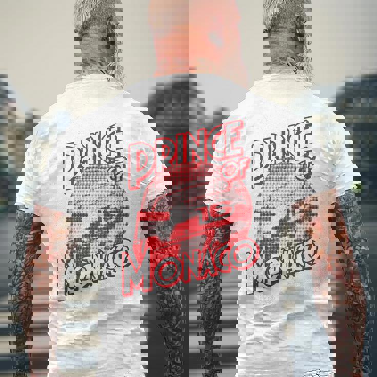 プリンス・オブ・モナコ 16 ミニマリスト レーシングの背景 メンズTシャツ バックプリント 高齢者への贈り物
