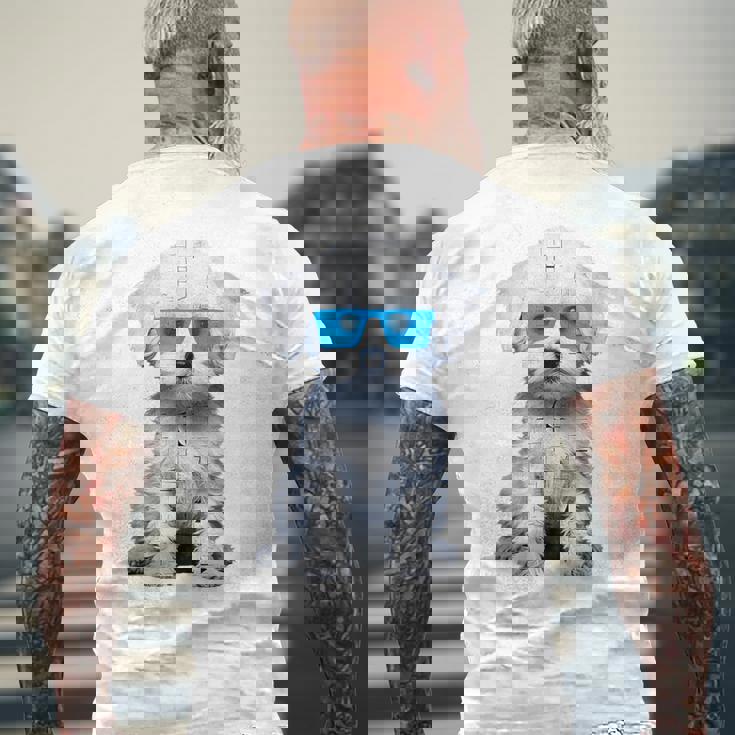 プードル 犬 幾何学的 キュート サングラス アニマル アート プードル メンズTシャツ バックプリント 高齢者への贈り物