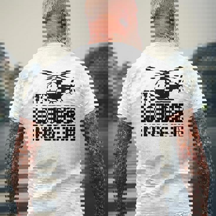 ヘリコプター 空中乗組員 実生活ではより大きな音色 メンズTシャツ バックプリント 高齢者への贈り物