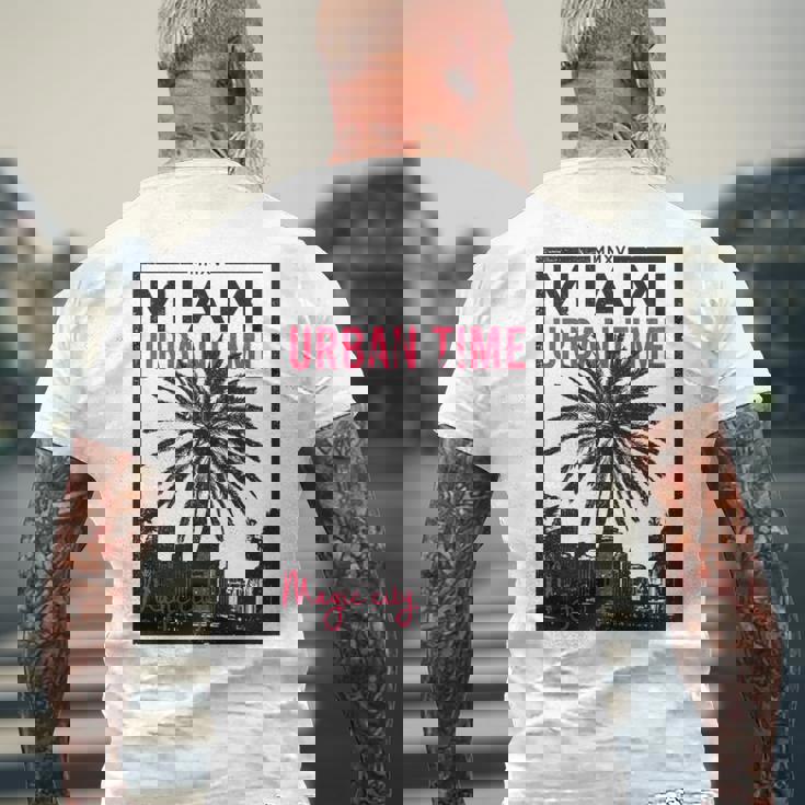 マイアミマジックシティビーチシャツ フロリダ愛好家向け 長袖tシャツ メンズTシャツ バックプリント 高齢者への贈り物