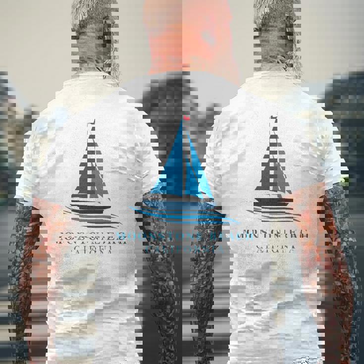 ムーンストーンビーチ カリフォルニア ヨットお土産 メンズTシャツ バックプリント 高齢者への贈り物