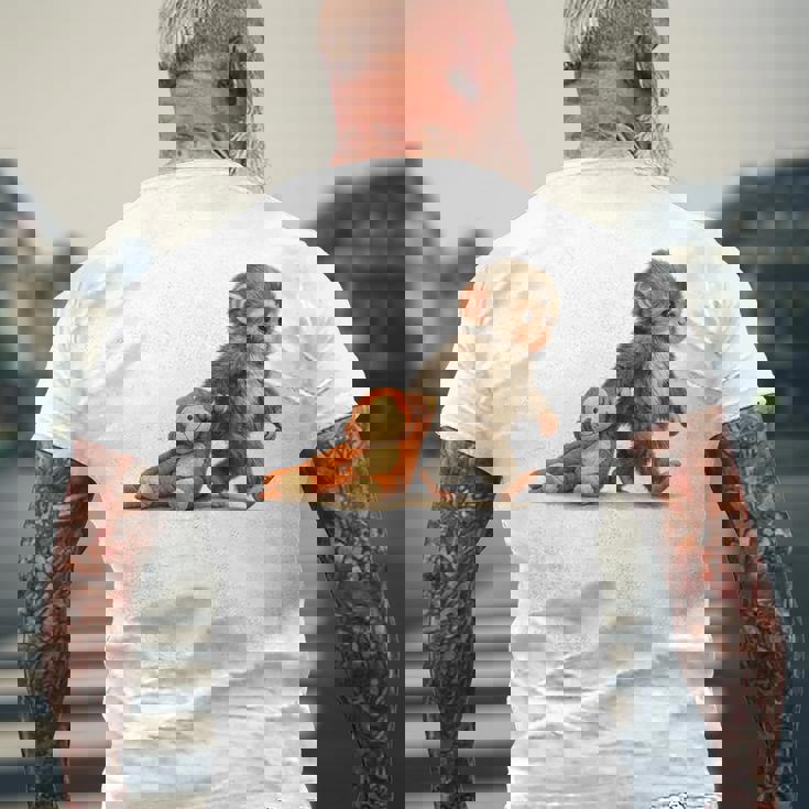 モンキーパンチ ベビー マカク リトルパンチ ビッグ キュート ラブ ぬいぐるみ メンズTシャツ バックプリント 高齢者への贈り物