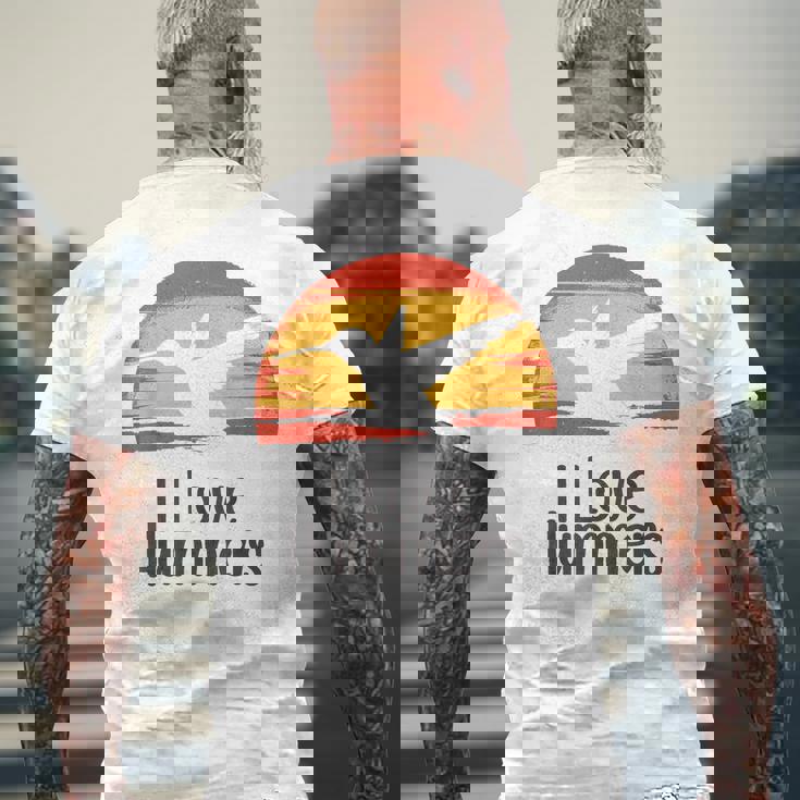 レトロ ヴィンテージ サンセット 2024 I Love Hummers コリブリ ハチドリ メンズTシャツ バックプリント 高齢者への贈り物
