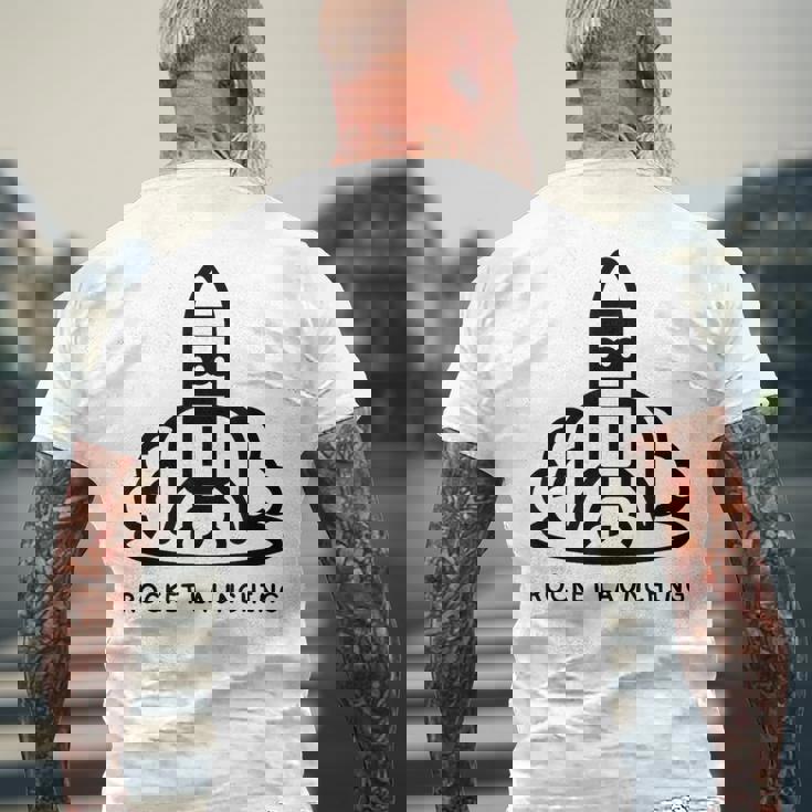 ロケット発射 メンズTシャツ バックプリント 高齢者への贈り物