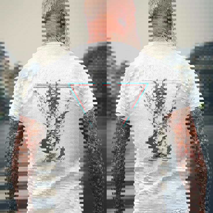 ロックンロール ドッグ ギター ミュージック バイブ メンズTシャツ バックプリント 高齢者への贈り物