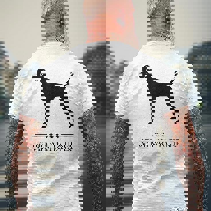 ワイマラナー ブラック シルエット メンズTシャツ バックプリント 高齢者への贈り物