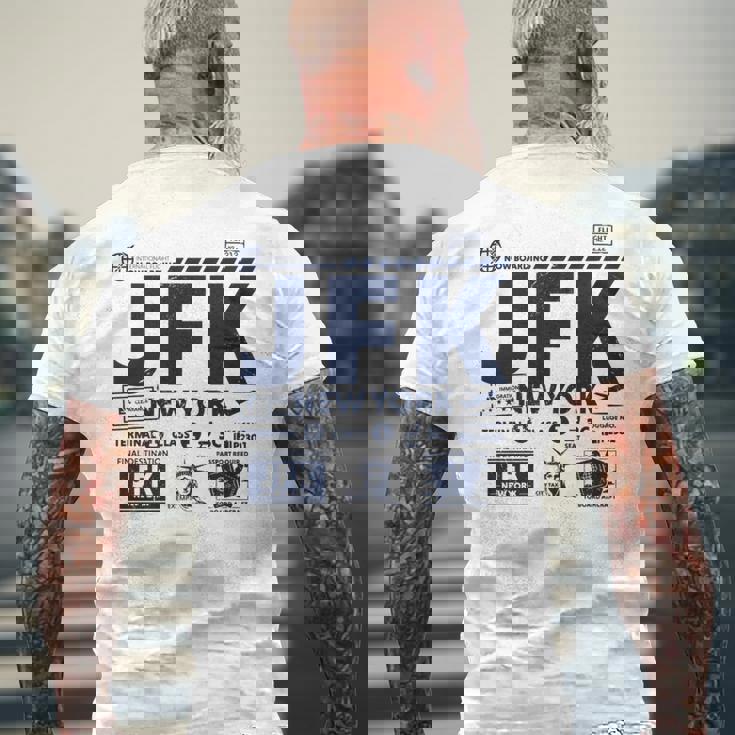 ヴィンテージ ニューヨーク Jfk 空港コード トラベルデイ レトロ Nyc 長袖tシャツ メンズTシャツ バックプリント 高齢者への贈り物