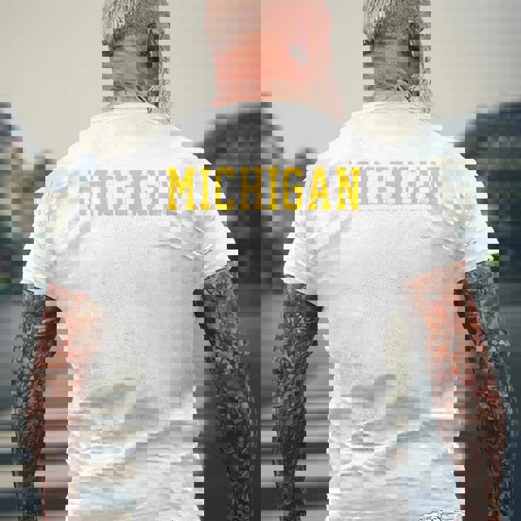 ヴィンテージ ミシガン メンズ ミシガン レディース レトロ ゴールド メンズTシャツ バックプリント 高齢者への贈り物