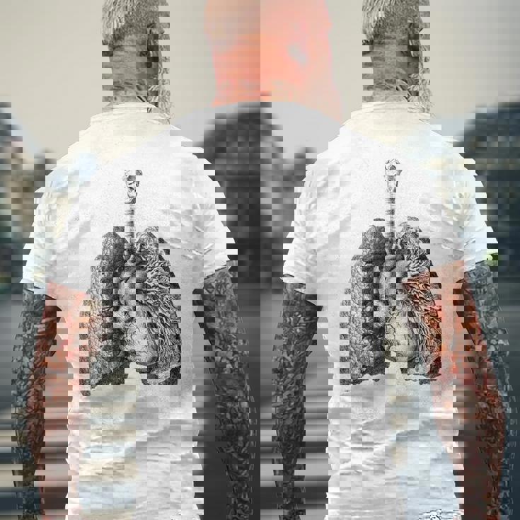 人間の心臓の肺 ビンテージ医療解剖学 解剖学的肺 メンズTシャツ バックプリント 高齢者への贈り物