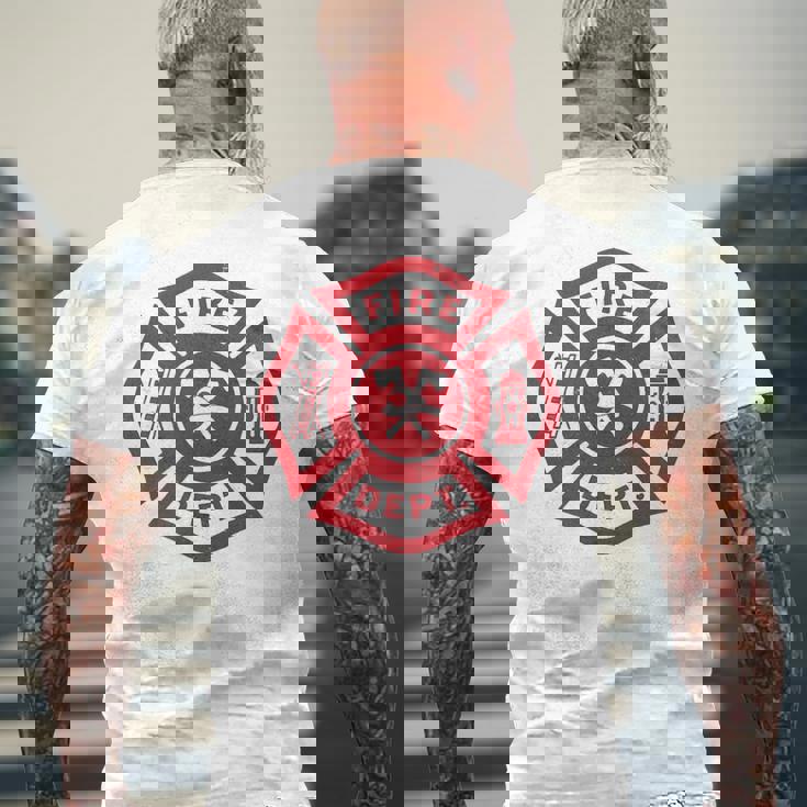 伝統的な消防署救助隊員エンブレムアート。 メンズTシャツ バックプリント 高齢者への贈り物