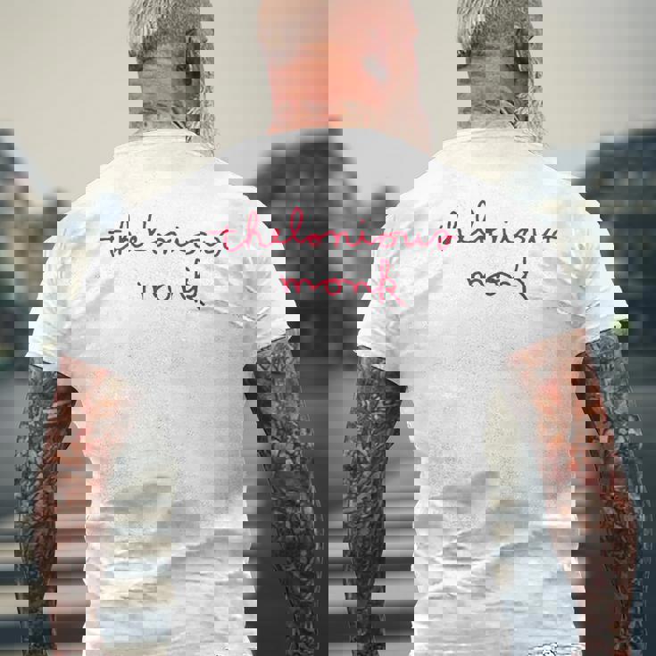 公式セロニアス・モンク・ジャズ・アイコングッズ カレッジ罫線入り メンズTシャツ バックプリント 高齢者への贈り物