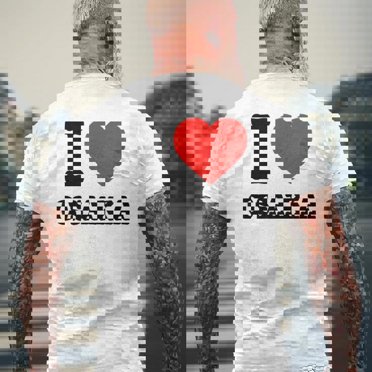 大阪大好き I Love Osaka メンズTシャツ バックプリント 高齢者への贈り物