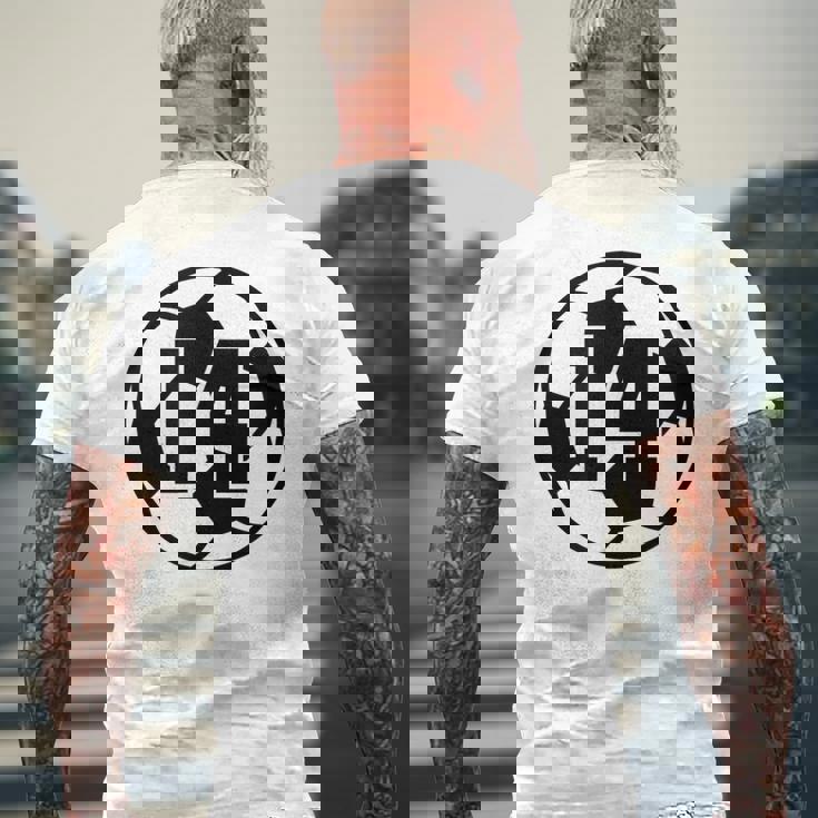 数字 14 Fourn サッカーボール Futbol メンズTシャツ バックプリント 高齢者への贈り物