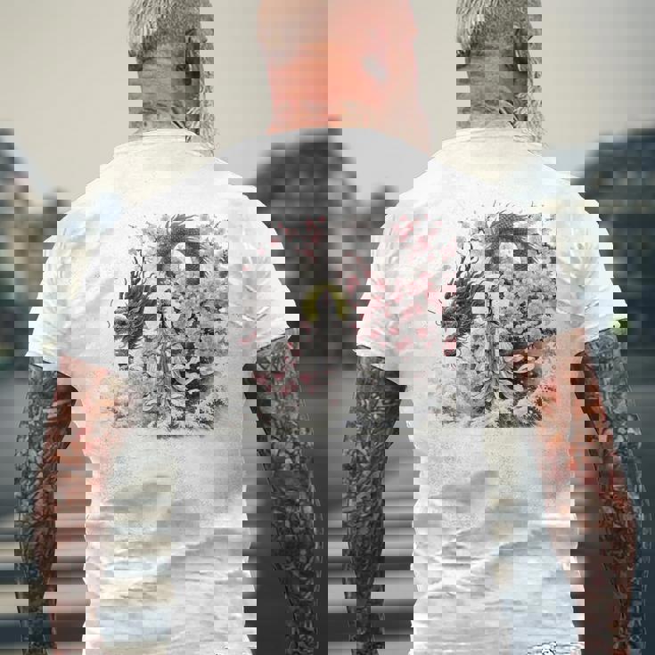 日本 浮世絵 観音菩薩 竜 桜 波 バックプリント 長袖tシャツ メンズTシャツ バックプリント 高齢者への贈り物