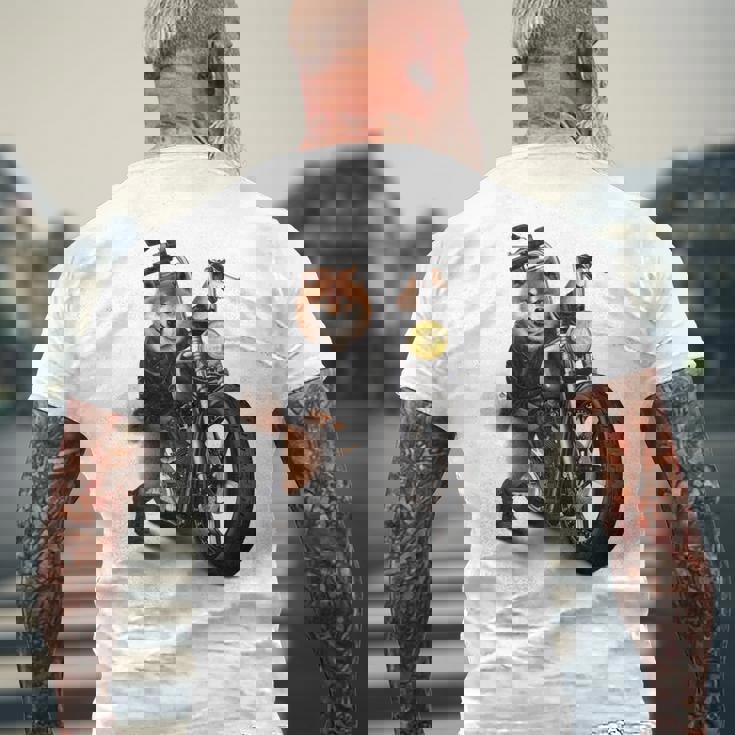 柴犬 いばけん 犬 バイク バイカー 長袖tシャツ メンズTシャツ バックプリント 高齢者への贈り物