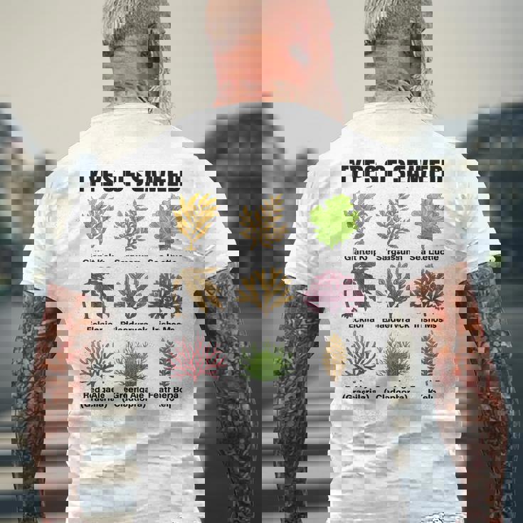 海藻の種類、海藻種チャート、海藻の種類 メンズTシャツ バックプリント 高齢者への贈り物