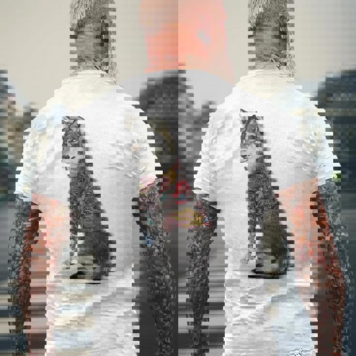 灰色オオカミ 伝統的な日本の龍の入れ墨 入泉 メンズTシャツ バックプリント 高齢者への贈り物