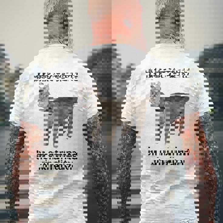 私は放射線で汚染されています 日本の猫 おもしろミーム メンズTシャツ バックプリント 高齢者への贈り物