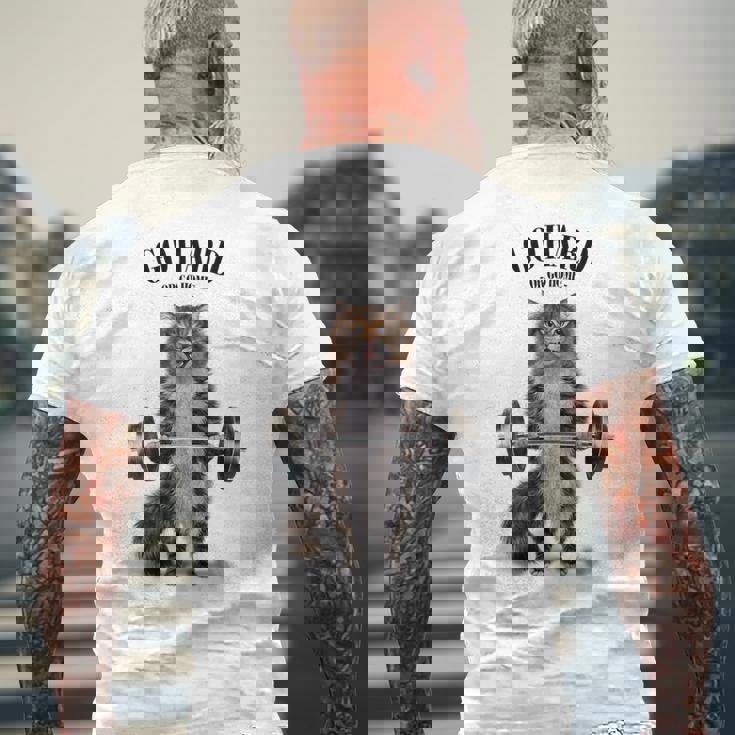 筋トレ ジム やる気がないなら家に帰れ トラ猫 ねこ メンズTシャツ バックプリント 高齢者への贈り物