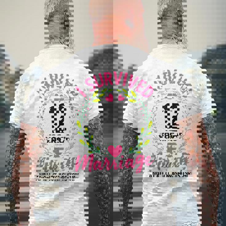 結婚12年 結婚12周年 メンズTシャツ バックプリント 高齢者への贈り物