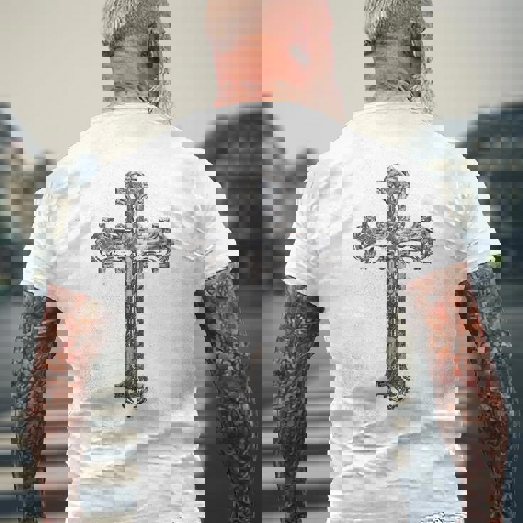 背中に十字架 大きな十字架 クリスチャン メンズTシャツ バックプリント 高齢者への贈り物