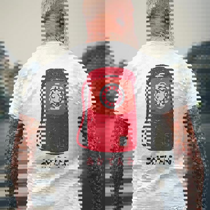 赤電話 赤公衆電話 昭和 レトロ 昭和家電 昭和風 イラスト シンプル おもしろ かわいい メンズTシャツ バックプリント 高齢者への贈り物