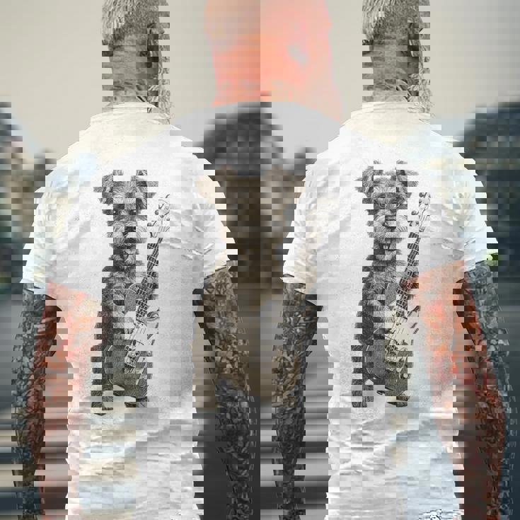 面白いtシャツ シュナウザー 犬 ギター イヌ メンズ 犬好き グッズ かわいい おもしろ 面白い 服 ネタ メンズTシャツ バックプリント 高齢者への贈り物