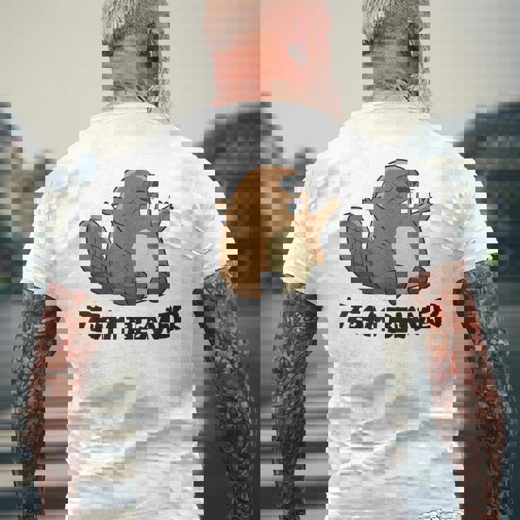 面白いビーバー分隊チームビーバー メンズTシャツ バックプリント 高齢者への贈り物