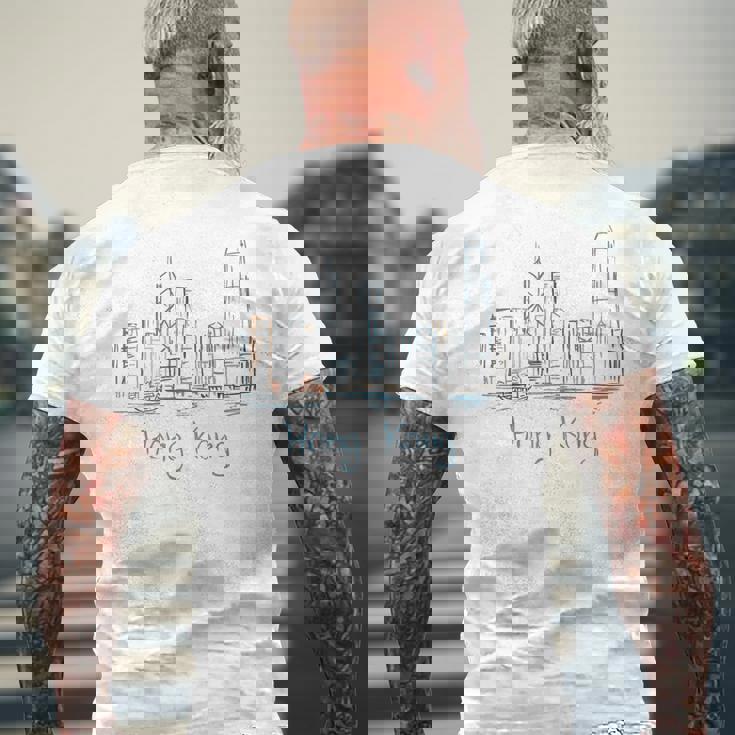 香港旅行 お土産 歴史的都市 ランドマーク ギフト メンズTシャツ バックプリント 高齢者への贈り物