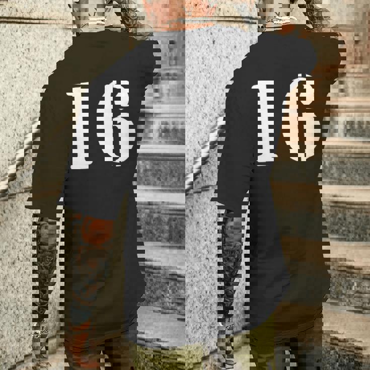 16番 16番 番号付き メンズTシャツ バックプリント 彼への贈り物