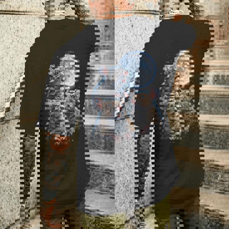 3 マウス 月 3 匹のネズミ 面白い げっ歯類 恋人 ユーモア 空 夜 長袖tシャツ メンズTシャツ バックプリント 彼への贈り物