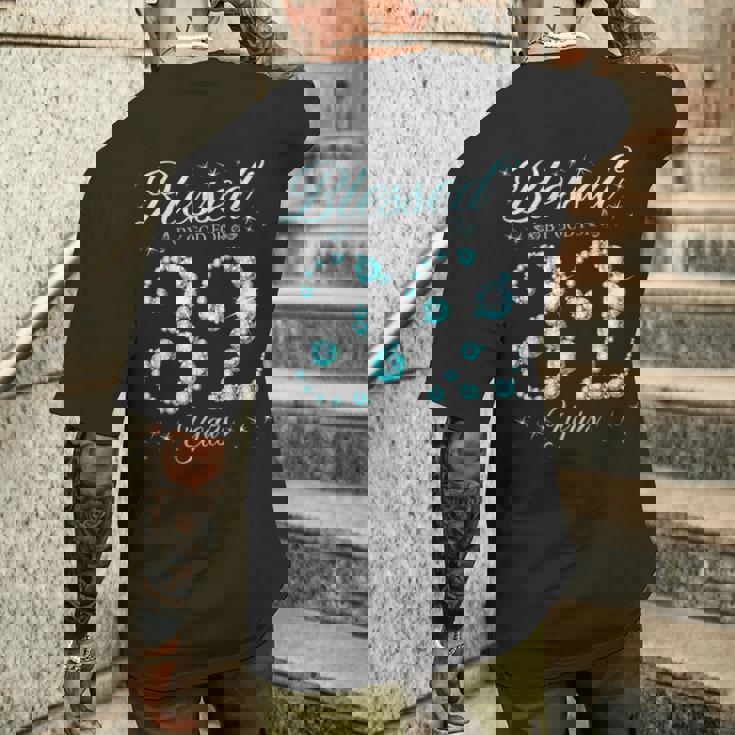 32歳の32歳の誕生日bデーパーティーに神に祝福されて メンズTシャツ バックプリント 彼への贈り物