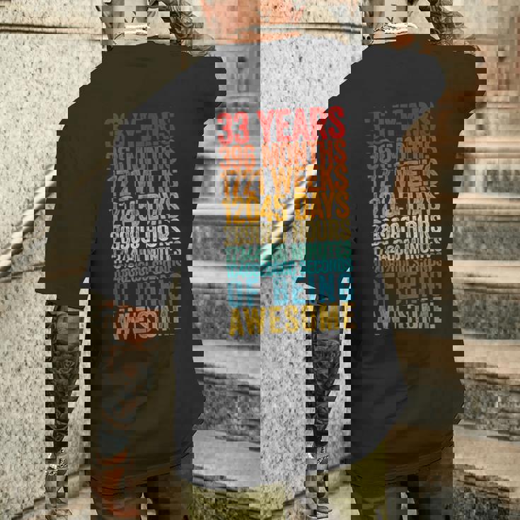 おもしろ 33歳の誕生日シャツ オールドメーター 面白い 33歳ギフト メンズTシャツ バックプリント 彼への贈り物