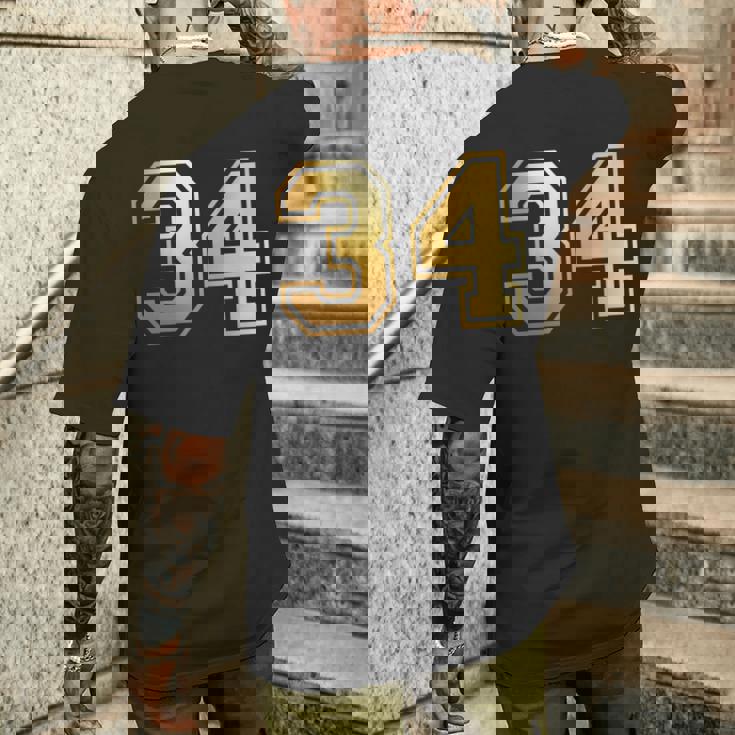 34 ナンバー34 チーム スポーツ グラフィック 代表チームのマッチング 長袖tシャツ メンズTシャツ バックプリント 彼への贈り物