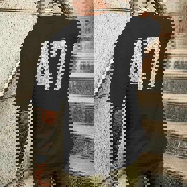 47 ジャージユニフォーム バーシティ スポーツ番号 47歳の誕生日 メンズTシャツ バックプリント 彼への贈り物