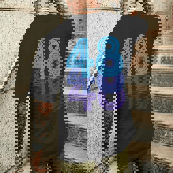 48ラッキーナンバー48歳の誕生日のスポーツチーム メンズTシャツ バックプリント 彼への贈り物