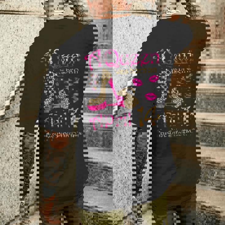 4月14日に女王が生まれた私にお誕生日おめでとう メンズTシャツ バックプリント 彼への贈り物