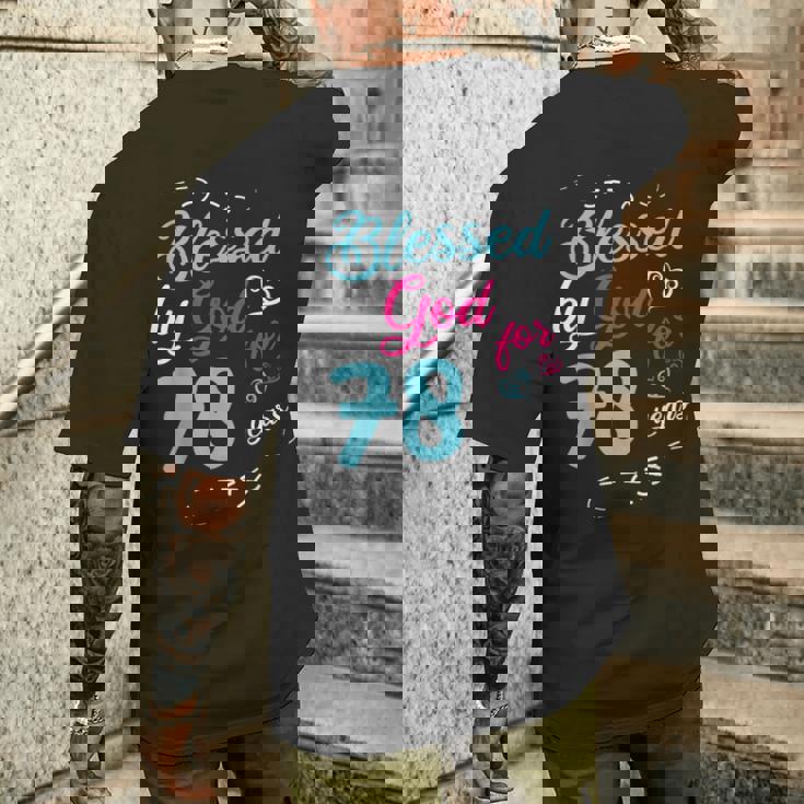 78歳 78歳 誕生日パーティー お祝い 神に祝福 メンズTシャツ バックプリント 彼への贈り物