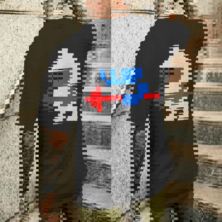 8ビット80年代レトロクラシックビデオゲームキャラクターダグヒーロー メンズTシャツ バックプリント 彼への贈り物