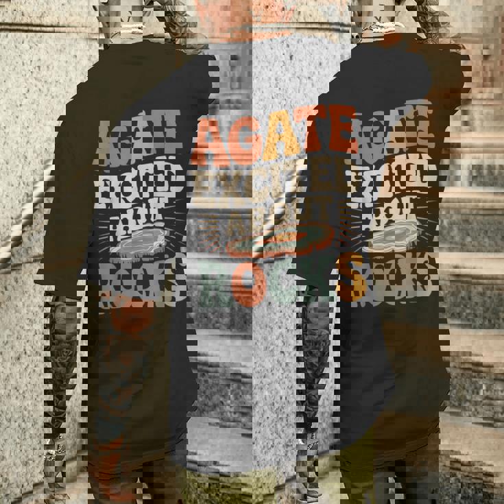 Agate Excited About Rocks ロック地質学オタク メンズTシャツ バックプリント 彼への贈り物