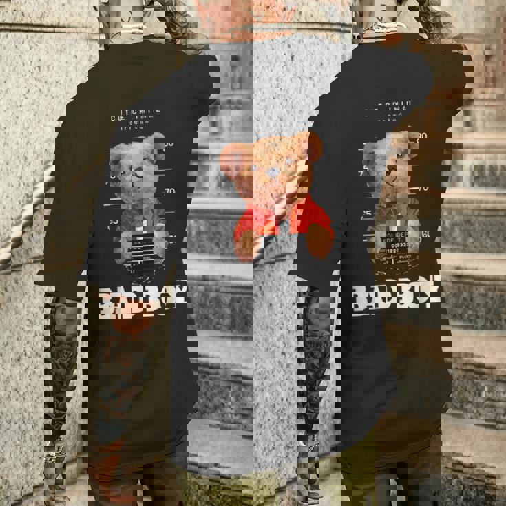 Bad Boy Teddy Bear Graphic tyle Fun メンズTシャツ バックプリント 彼への贈り物