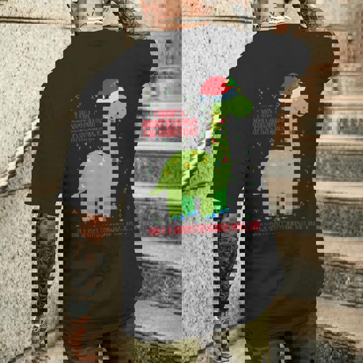 Brontosaurus For Christmas Only A Brontosaurus Will Do Men's Back Print T-Shirt Gifts for Him Brontosaurus For Christmas Only A Brontosaurus Will Do Men's Back Print T-Shirt Gifts for Him