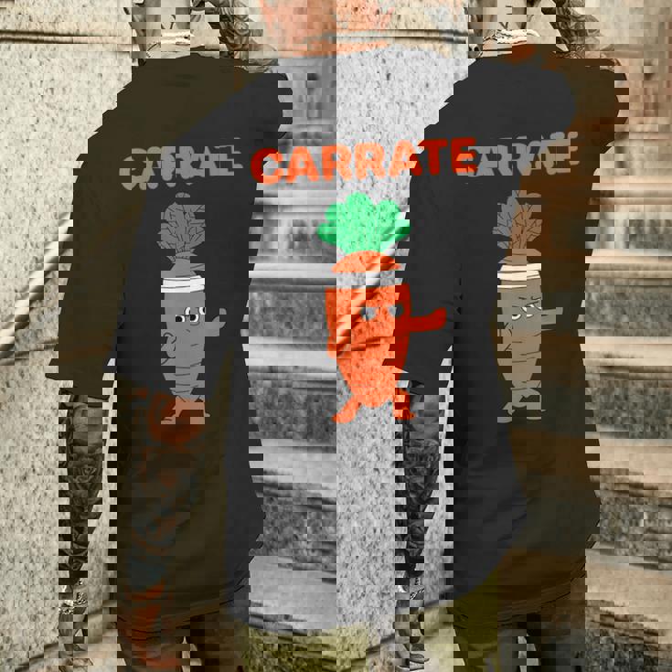 Carrate 空手キャロット かわいい＆面白いトレーニングダジャレ先生 メンズTシャツ バックプリント 彼への贈り物