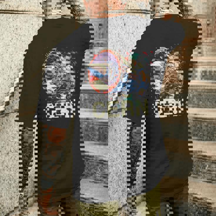 Cern 大型ハドロン衝突型加速器 レトロ素粒子物理空間 メンズTシャツ バックプリント 彼への贈り物