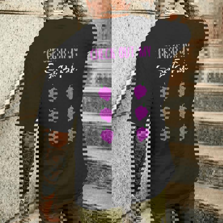 Check Out My 6パック ブドウ柄 メンズTシャツ バックプリント 彼への贈り物