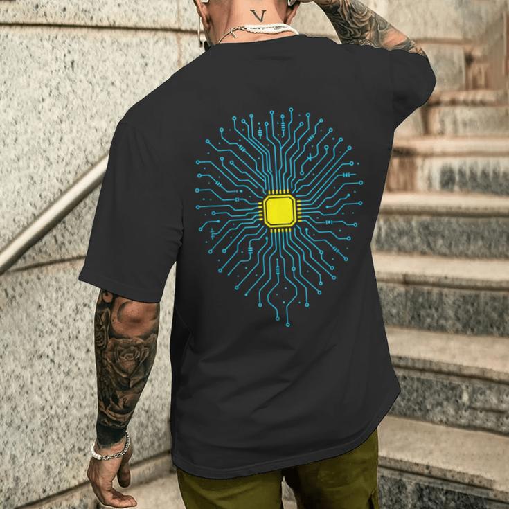 Computer Chip Clothes CPU Circuit Computer Geek Tech Gamer Men's Back Print T-Shirt | Mazezy