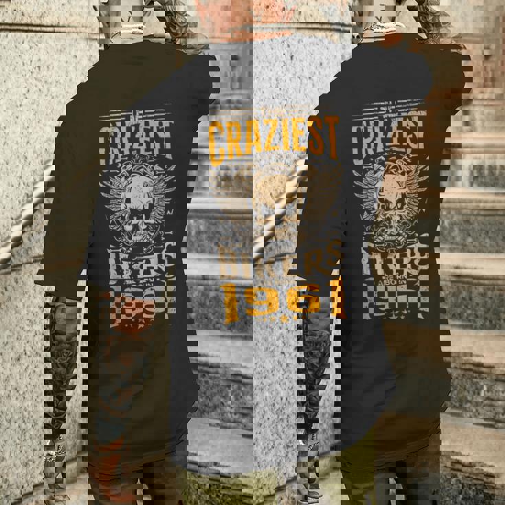 The Craziest Bikers Are Born 1961 Motorcycle 62Th Birthday メンズTシャツ バックプリント 彼への贈り物